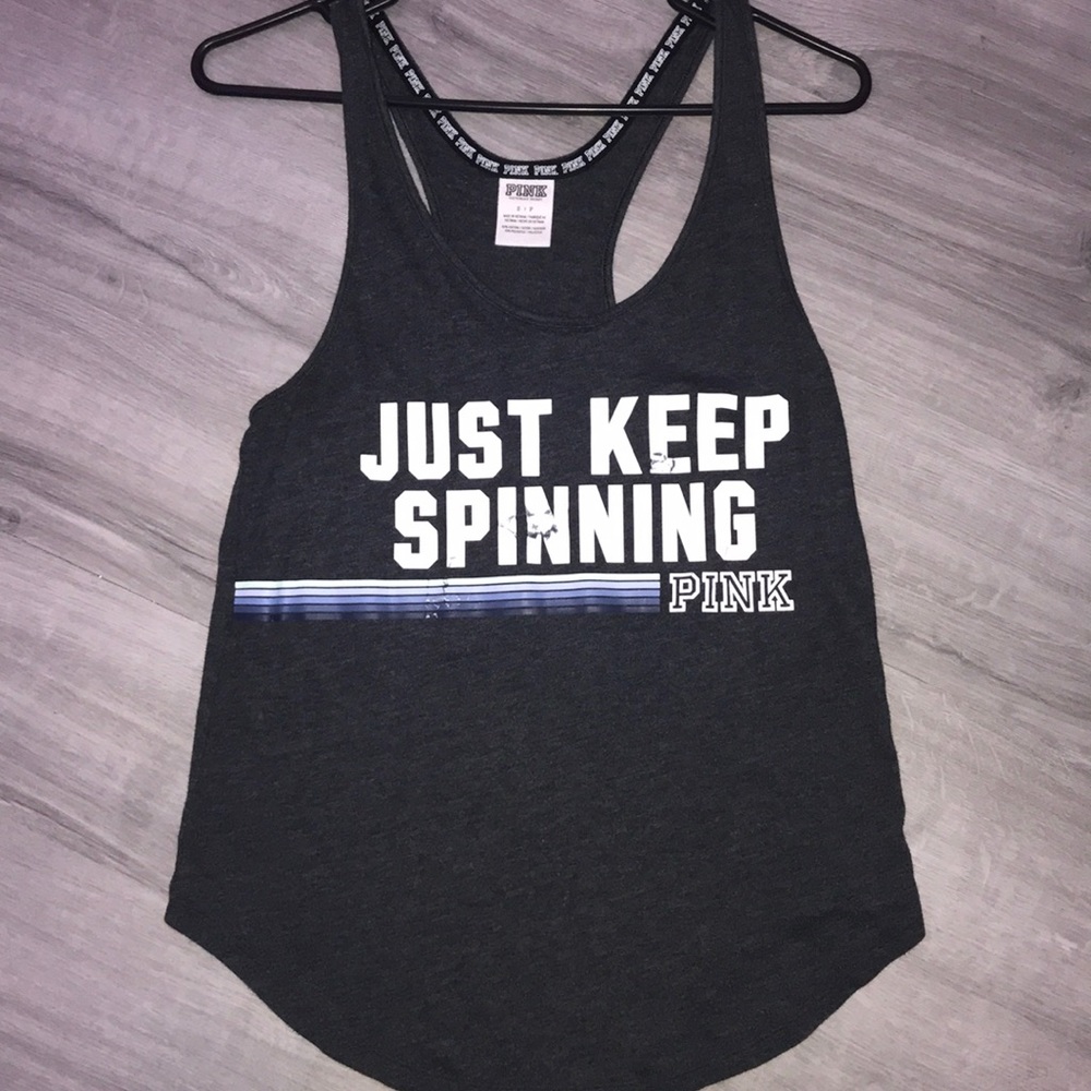 “just keep spinning” tank top